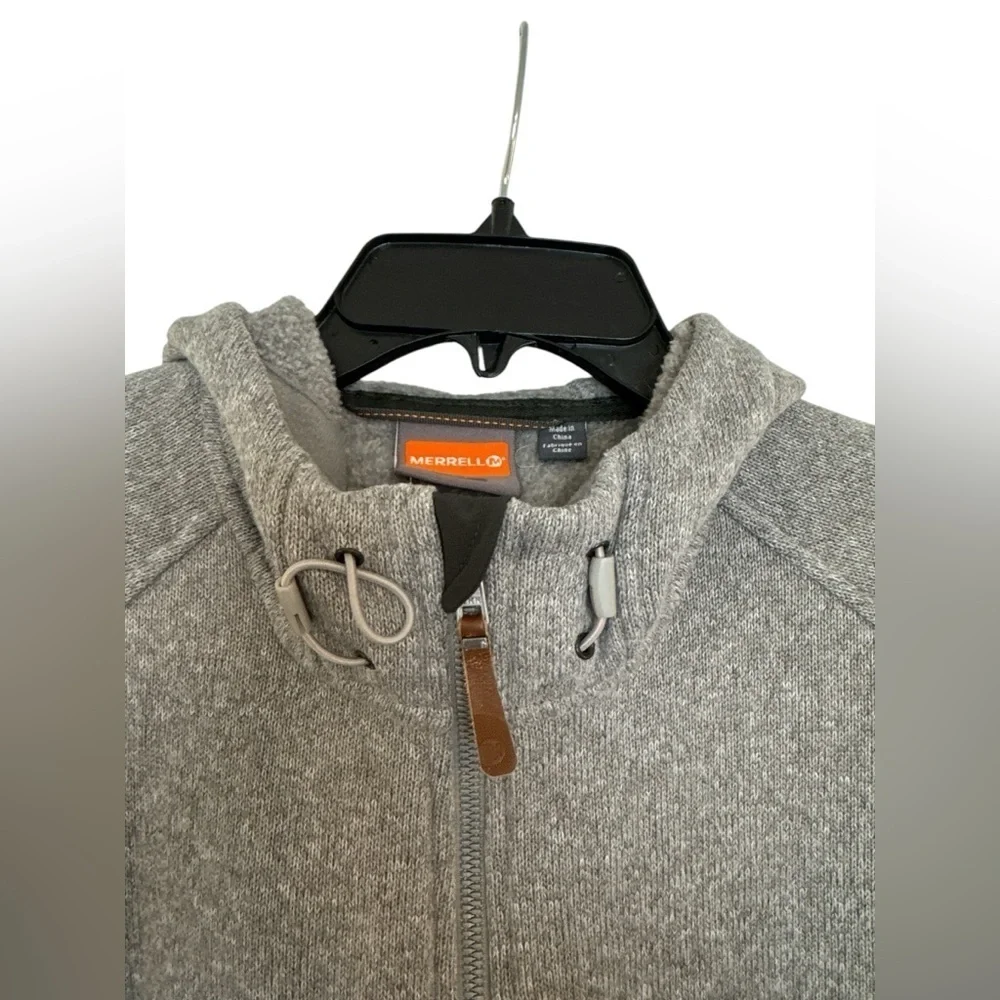 Vintage Men’s Merrell Fleece Hoodie Jacket Gray Size Large Full Zip Pockets